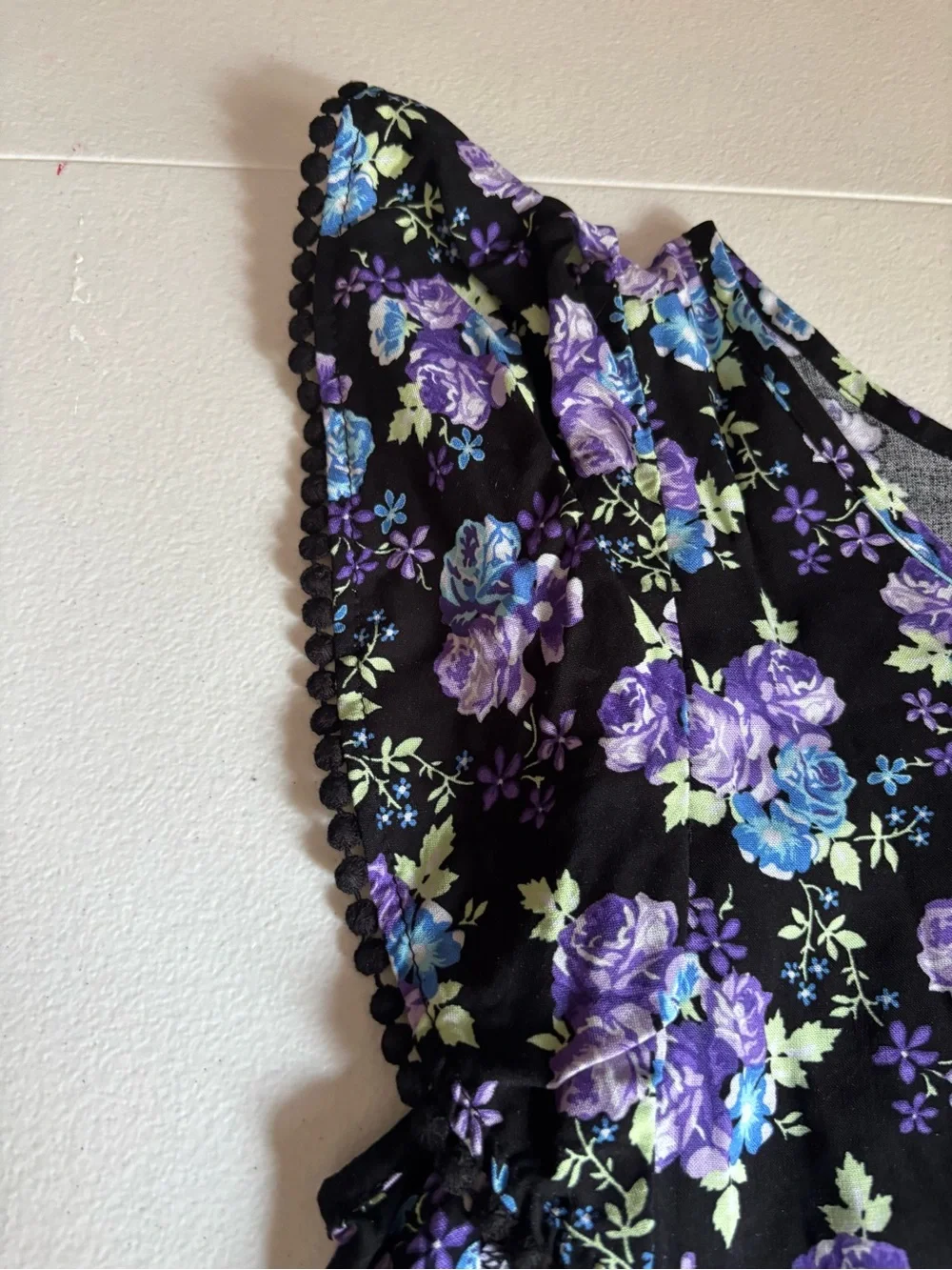Justice Black Dress with Purple & Blue Floral Print